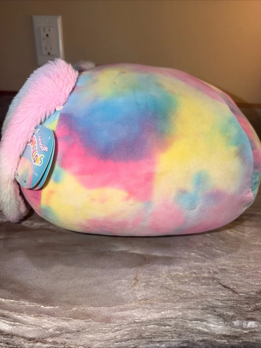 Squishmallows Rainbow CANDY Tie-Dye Bunny Plush - Pink Blue Yellow